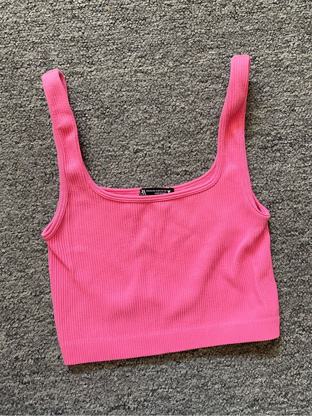 Zara Hot Pink Ribbed Tank Crop Top